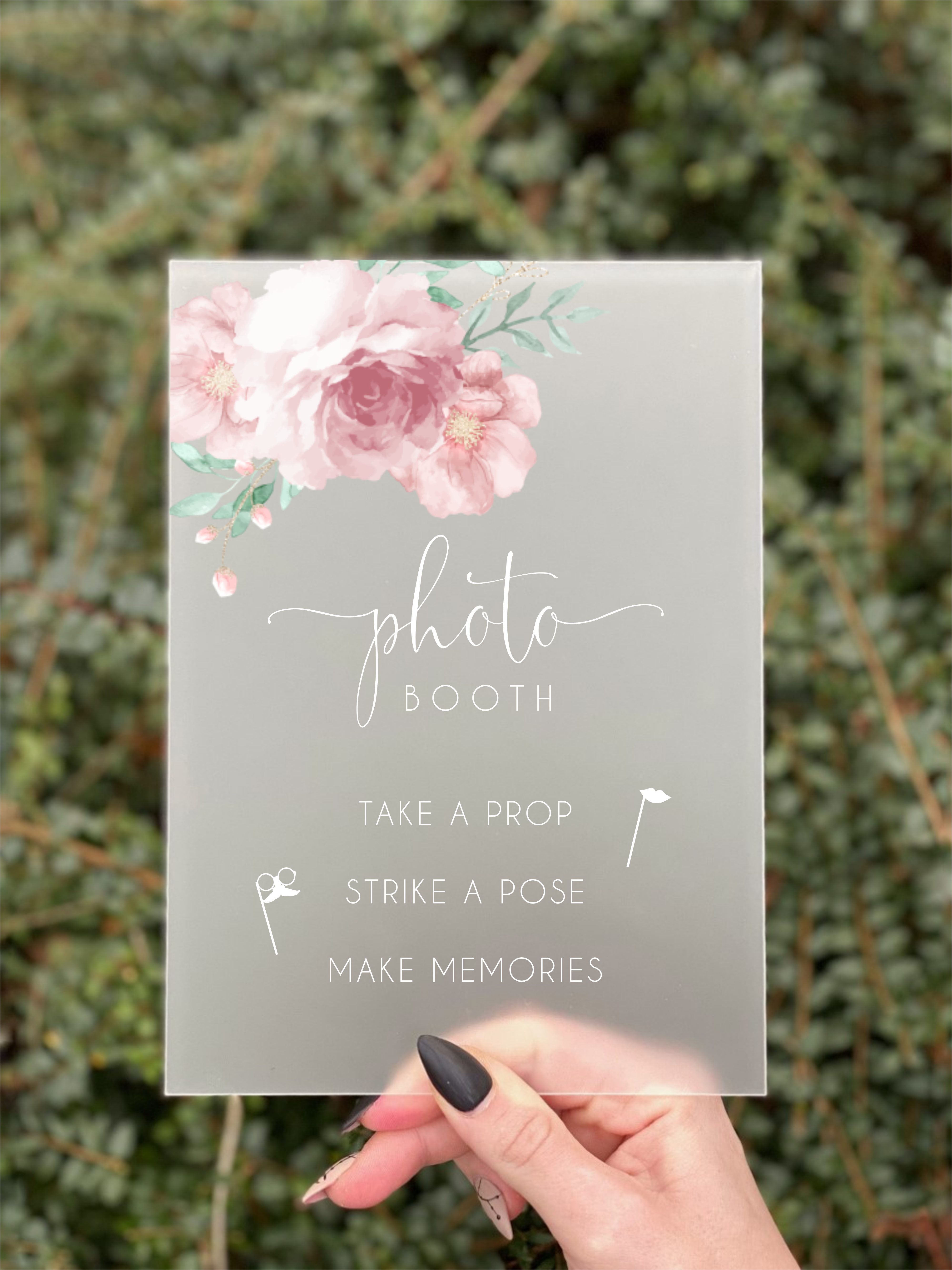 Blossom photobooth skilt konfirmation pige