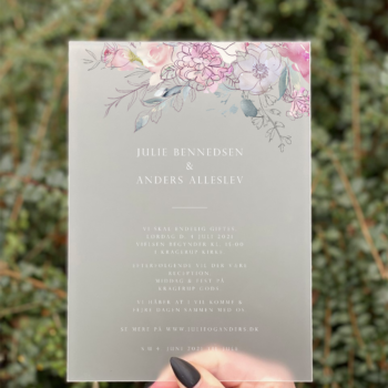 invitation bryllup akryl floral