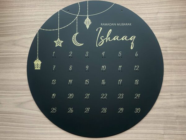 ramadan kalender sort akryl med guld