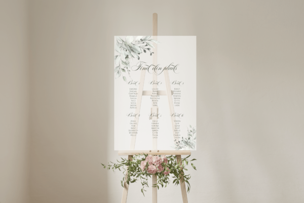 Botanical bordplan bryllup frosted akryl højkant