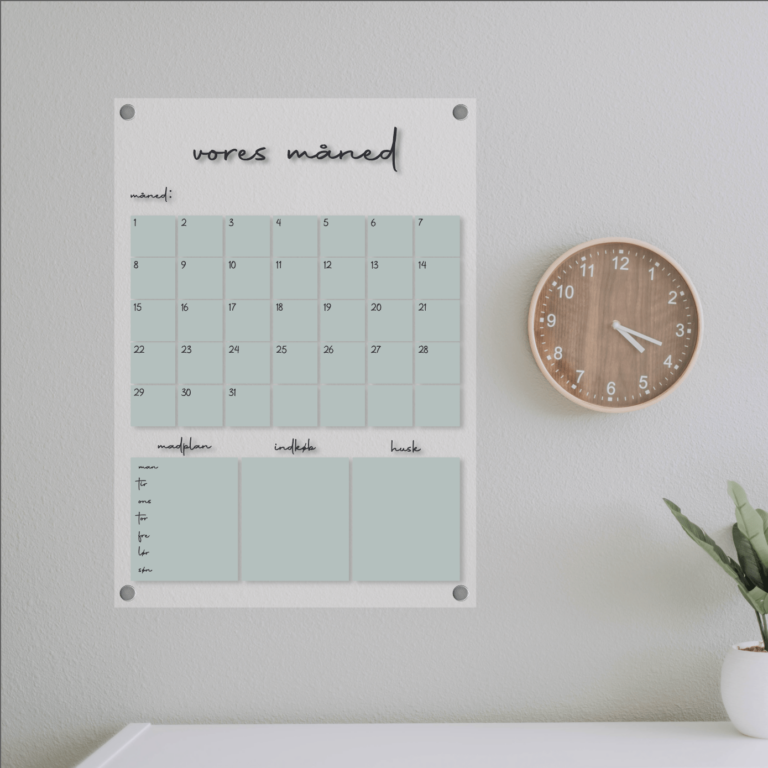 kalender til boligen i akryl, design amsterdam grøn